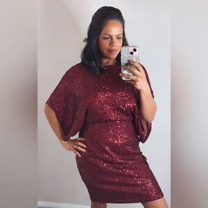Marina Red Sequin Cocktail Dress Size 6